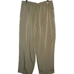 Brookstone Studio Pants Size 18 Crop Tan Beige Pull On Elastic Waist pockets